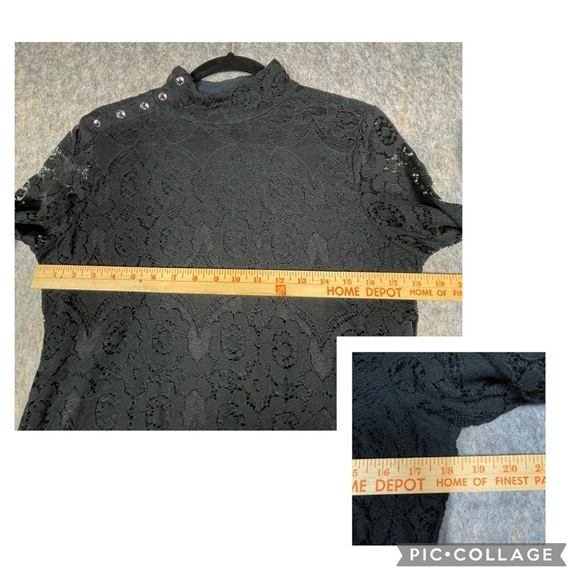 Maeve Anthropologie Black Lace Button Shoulder Romantic Feminine Charming Top MP - Picture 14 of 14
